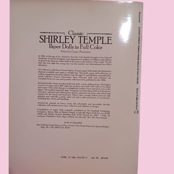 Classic & Original Shirley Temple Paper Dolls In Full Color Set of 2 - Picture 8 of 8